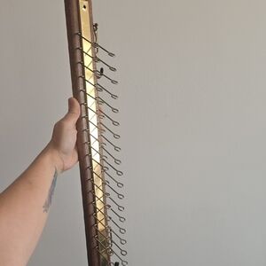 Vintage Wood & Brass Tie Rack - 36 Hook Necktie Display